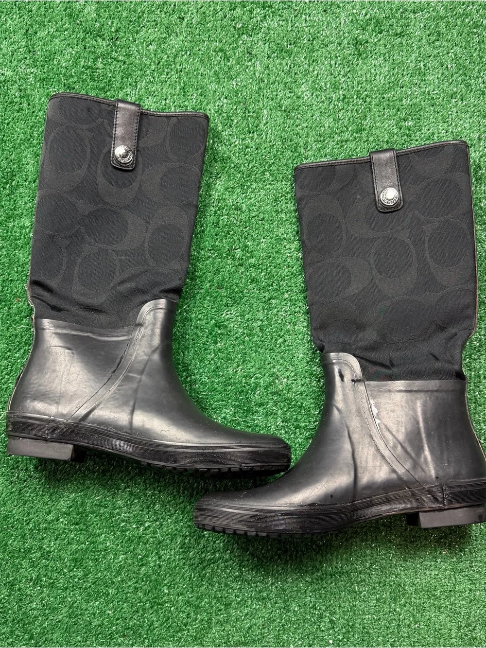 Coach Black Signature Rain Boots
